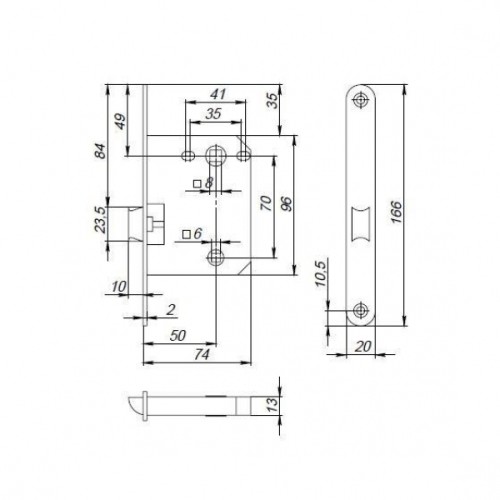 Защелка PLASTPL72-R20 (PL72-R20) (врезная) SN мат. никель тех.упаковка без ответной планки