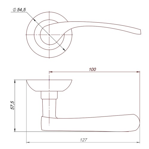 Ручка раздельная R.JR54.CORSA (CORSA AJ) SN/CP-3 матовый никель/хром