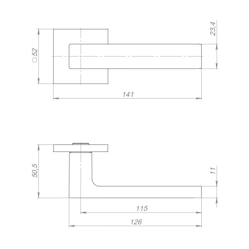 Ручка раздельная K.TRG52.TETRAGON BL-24 черный квадрат 8х170 мм