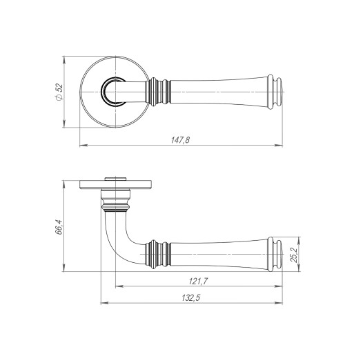 Ручка раздельная R.ARC.R52.SORENTO CP-8 хром