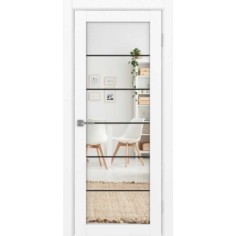 Межкомнатная дверь Турин 501.2 АСС молдинг SB, цвет белый снежный, заполнение Зеркало/Зеркало, размер 200*80 см.