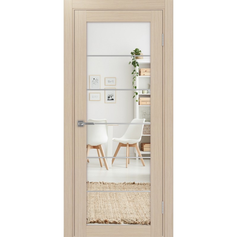 Межкомнатная дверь Турин 501.2 АСС молдинг SC, цвет дуб беленый FL, заполнение Зеркало/Зеркало, размер 200*90 см.