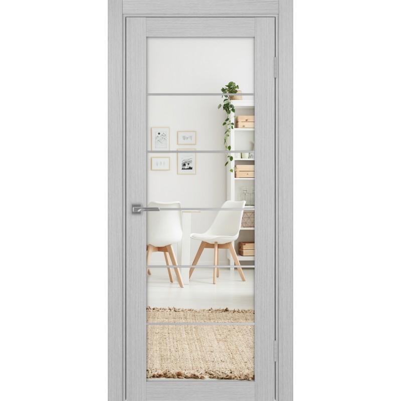 Межкомнатная дверь Турин 501.2 АСС молдинг SC, цвет дуб серый FL, заполнение Зеркало/Зеркало, размер 200*90 см.