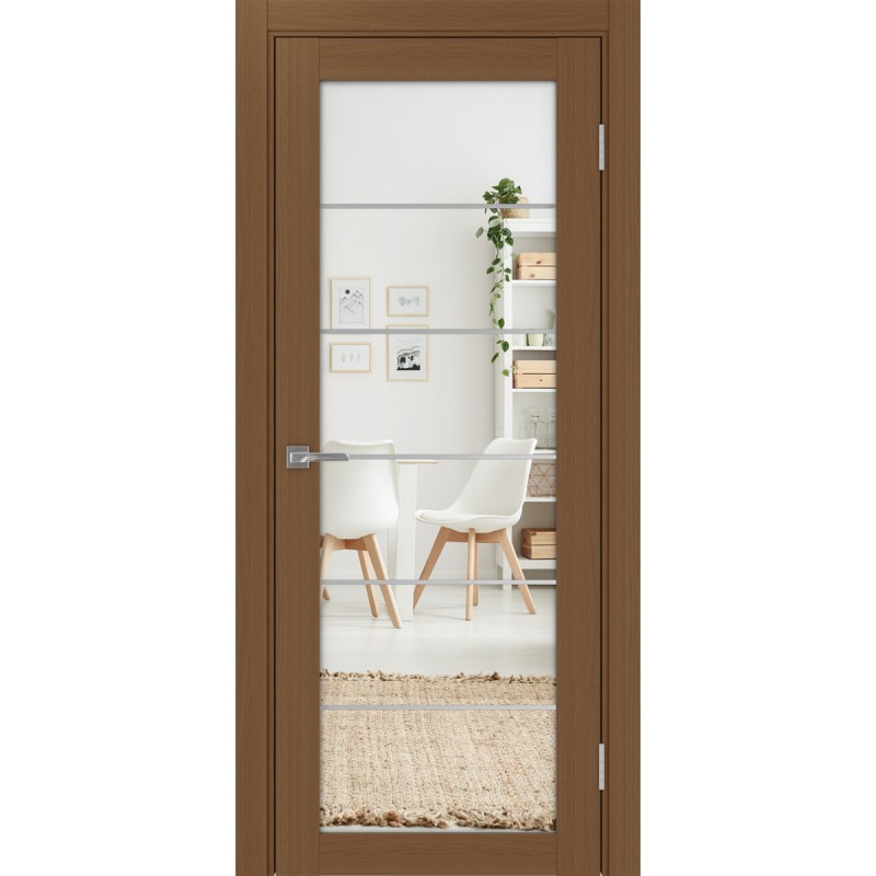 Межкомнатная дверь Турин 501.2 АСС молдинг SC, цвет орех NL, заполнение Зеркало/Зеркало, размер 200*80 см.