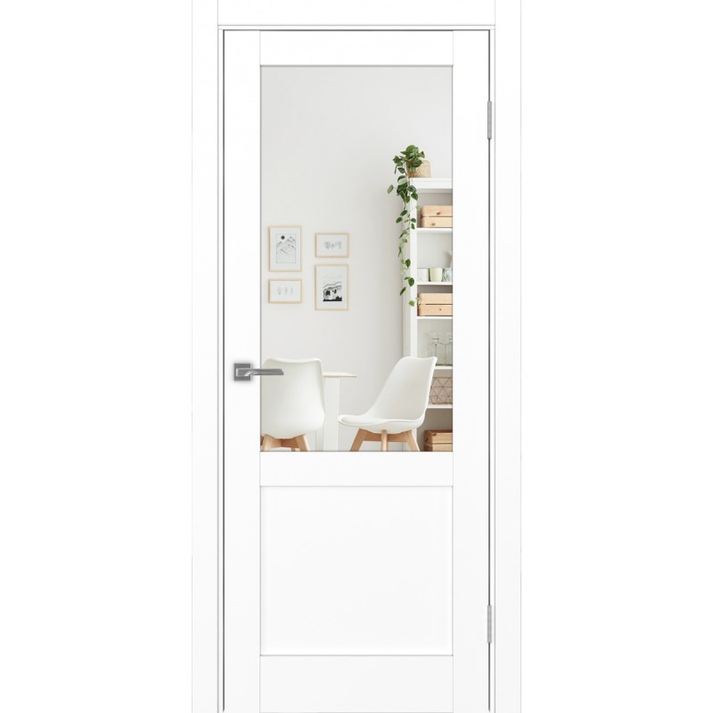 Межкомнатная дверь Турин 502.21, цвет белый снежный, заполнение Зеркало/Зеркало, размер 200*80 см.