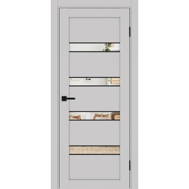 Межкомнатная дверь Турин 505.12 АПС молдинг SB, цвет пепельный, заполнение Зеркало, размер 200*80 см.