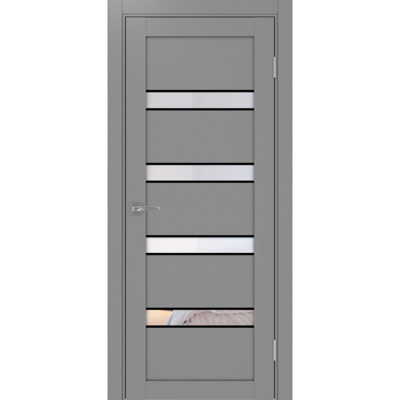 Межкомнатная дверь Турин 505.12 АПС молдинг SB, цвет серый, заполнение Прозрачное, размер 200*80 см.