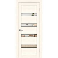 Турин_505AПC.12, цвет Ясень светлый молдинг алюм.чёрн стекло Зеркало, размер 80*200 см.