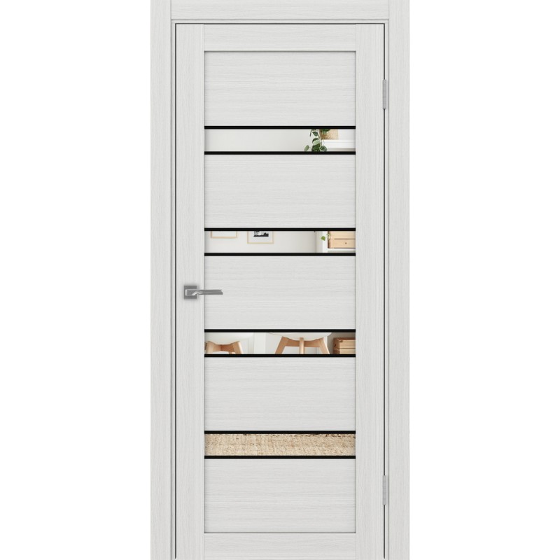 Межкомнатная дверь Турин 505.12 АПС молдинг SB, цвет ясень серебристый, заполнение Зеркало, размер 200*80 см.