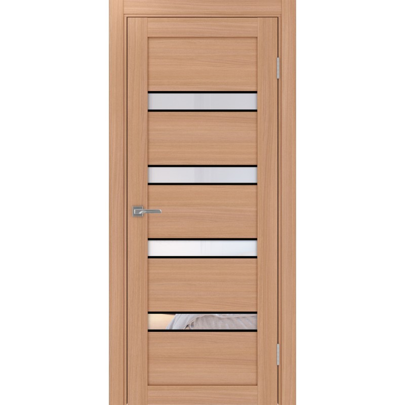 Межкомнатная дверь Турин 505AПC.12 молдинг алюм.чёрн, цвет Ясень тёмный Прозрачное, размер 80*200 см.