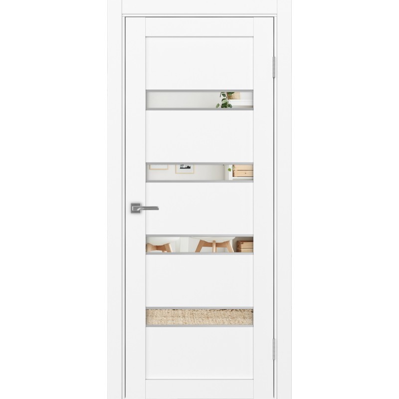 Межкомнатная дверь Турин 505.12 АПС молдинг SC, цвет белый снежный, заполнение Зеркало, размер 200*80 см.