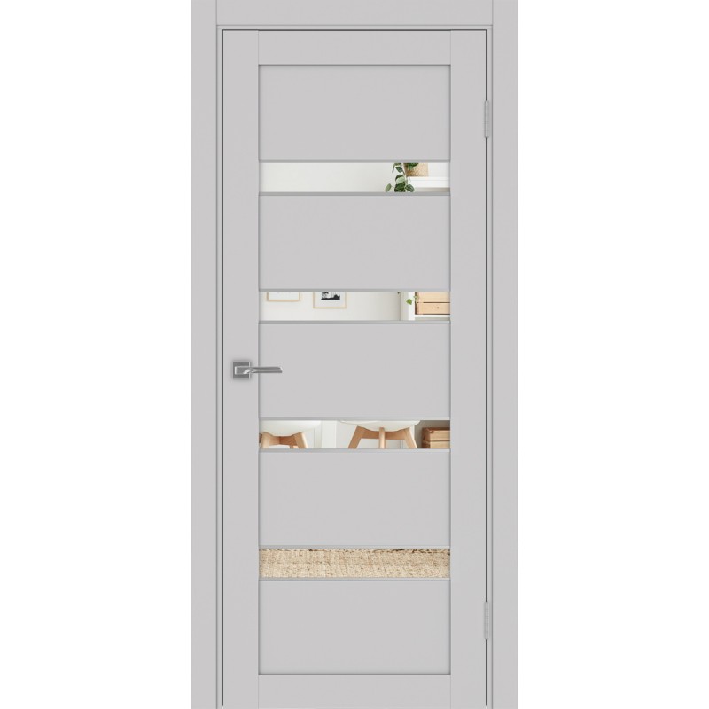 Межкомнатная дверь Турин 505.12 АПС молдинг SC, цвет пепельный, заполнение Зеркало, размер 200*80 см.