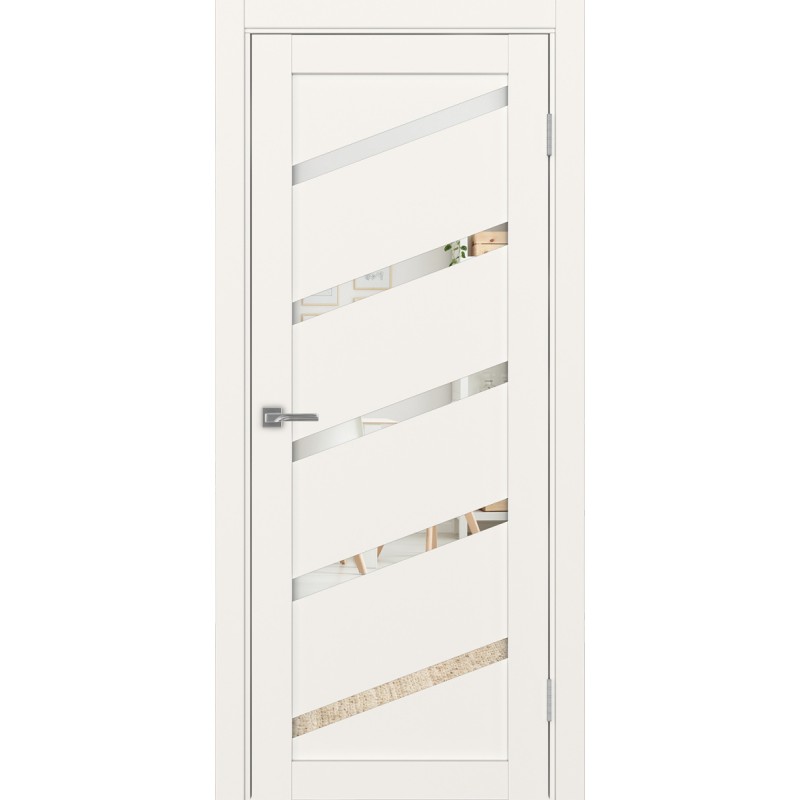 Межкомнатная дверь Турин 506У.112, цвет, бежевый, заполнение Зеркало, размер 200*45 см.