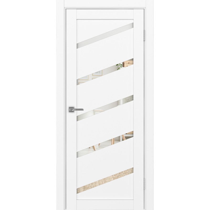 Межкомнатная дверь Турин 506У.112, цвет белый снежный, заполнение Зеркало, размер 200*80 см.