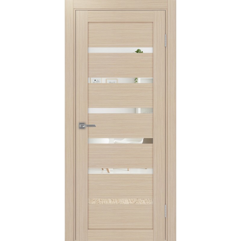 Межкомнатная дверь Турин 506У.112, цвет дуб беленый FL, заполнение Зеркало, размер 200*40 см.