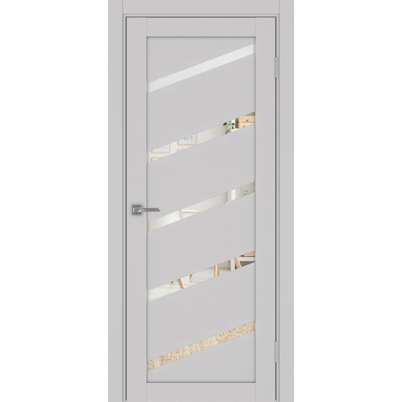 Межкомнатная дверь Турин 506У.112, цвет пепельный, заполнение Зеркало, размер 200*70 см.