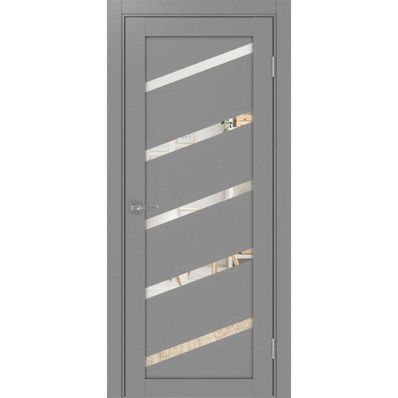 Межкомнатная дверь Турин 506У.112, цвет серый, заполнение Зеркало, размер 200*80 см.