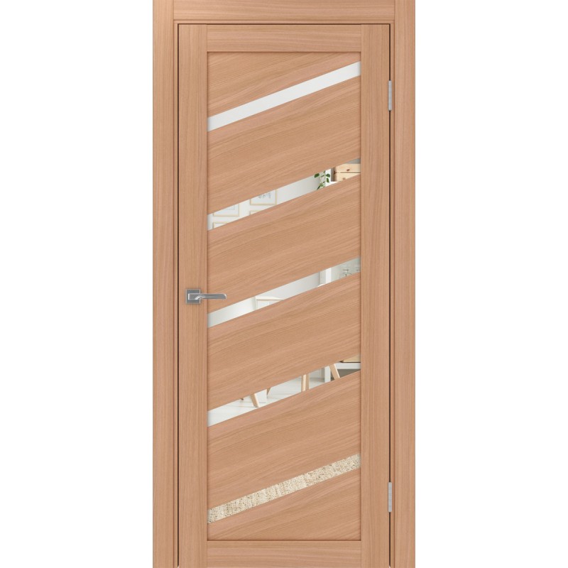 Межкомнатная дверь Турин 506У.112, цвет ясень тёмный, заполнение Зеркало, размер 200*80 см.