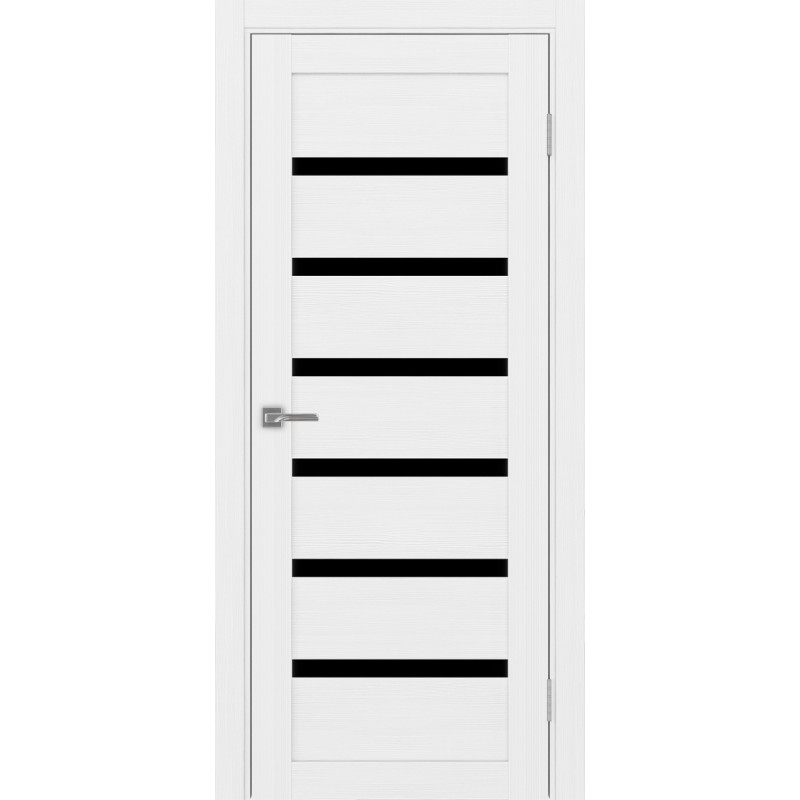 Межкомнатная дверь Турин 507.12, цвет Белый лёд, стекло LACчерный, размер 80*200 см.