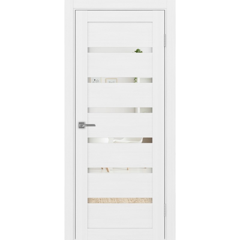 Межкомнатная дверь Турин 507.12, цвет белый лёд, заполнение Зеркало, размер 200*80 см.