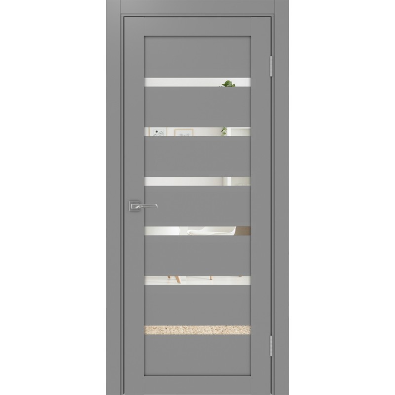 Межкомнатная дверь Турин 507.12, цвет серый, заполнение Зеркало, размер 200*80 см.