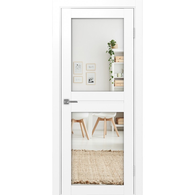 Межкомнатная дверь Турин 520.212, цвет белый снежный, заполнение Зеркало/Зеркало, размер 200*80 см.