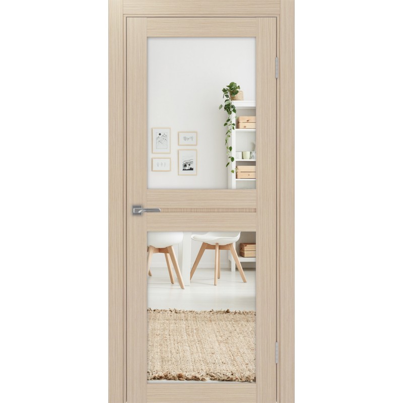 Межкомнатная дверь Турин 520.212, цвет дуб беленый FL, заполнение Зеркало/Зеркало, размер 200*80 см.