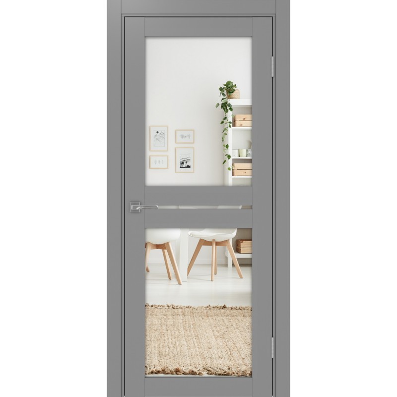 Межкомнатная дверь Турин 520.222, цвет серый, заполнение Зеркало/Зеркало, размер 200*80 см.