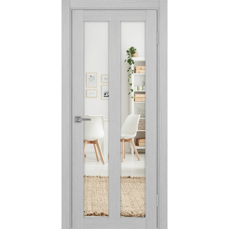 Межкомнатная дверь Турин 521.22, цвет дуб серый FL, заполнение Зеркало/Зеркало, размер 200*80 см.