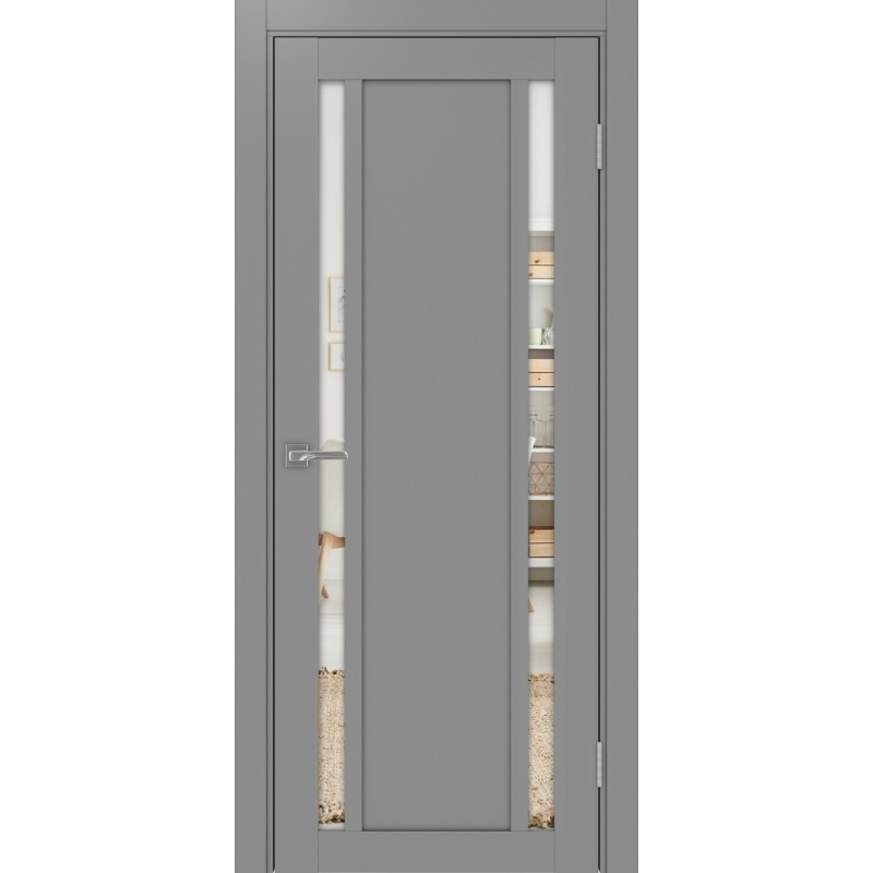 Межкомнатная дверь Турин 522.212, цвет серый, заполнение Зеркало/Зеркало, размер 200*80 см.