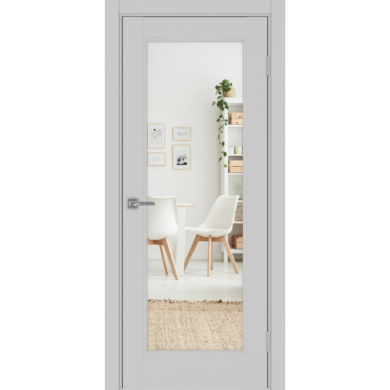 Межкомнатная дверь Турин Neo 501.2, цвет пепельный, заполнение Зеркало/Зеркало, размер 200*80 см.