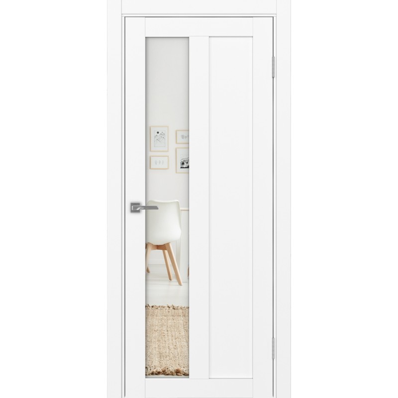 Межкомнатная дверь Турин 521.21, цвет белый снежный, заполнение Зеркало/Зеркало, размер 200*80 см.