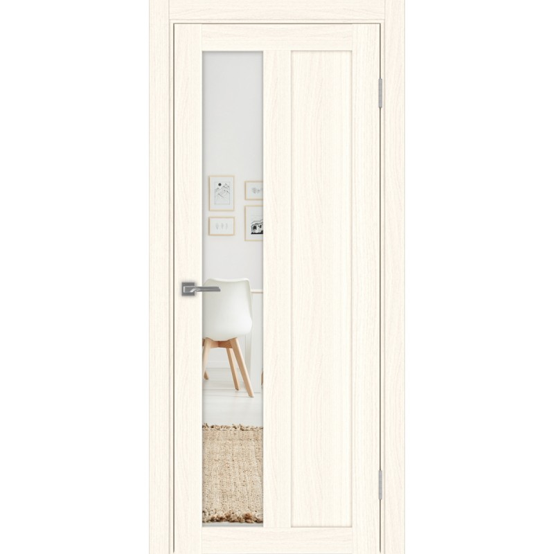 Межкомнатная дверь Турин 521.21, цвет ясень светлый, заполнение Зеркало/Зеркало, размер 200*80 см.