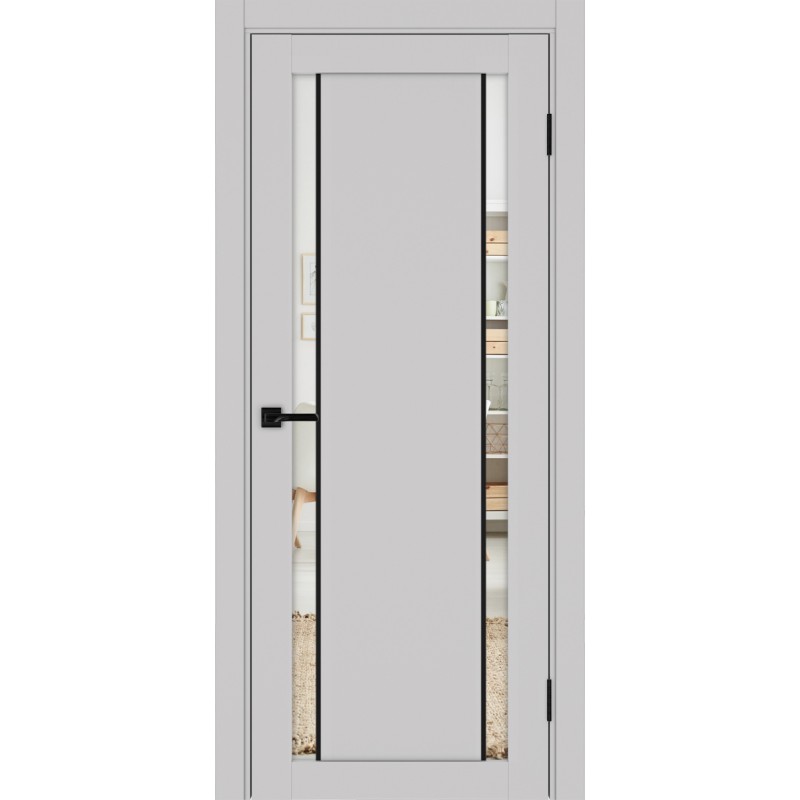 Межкомнатная дверь Турин 522.212 АПП молдинг SB, цвет пепельный, заполнение Зеркало/Зеркало, размер 200*80 см.