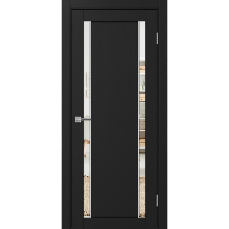 Межкомнатная дверь Турин 522AПП.212, цвет Антрацит молдинг алюм.хром стекло Зеркало/Зеркало, размер 80*200 см.