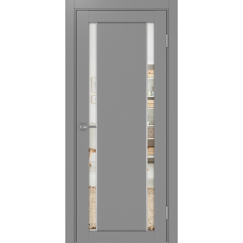 Межкомнатная дверь Турин 522.212 АПП молдинг SC, цвет серый, заполнение Зеркало/Зеркало, размер 200*80 см.