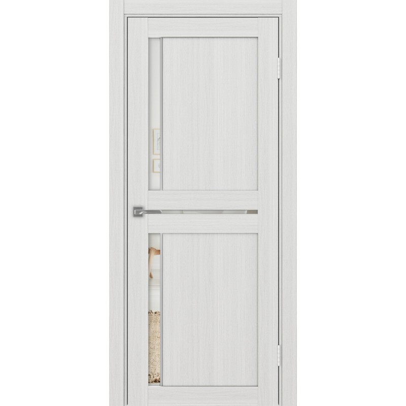 Межкомнатная дверь Турин 523.221 АПП молдинг SC, цвет ясень серебристый, заполнение Зеркало/Зеркало, размер 200*80 см.