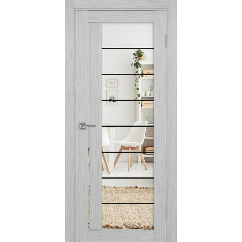 Межкомнатная дверь Турин 524.22 АСС молдинг SB, цвет дуб серый FL, заполнение Зеркало/Зеркало, размер 200*80 см.