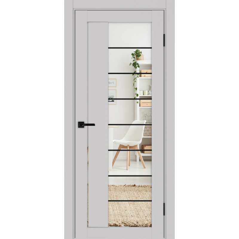 Межкомнатная дверь Турин 524.22 АСС молдинг SB, цвет пепельный, заполнение Зеркало/Зеркало, размер 200*80 см.