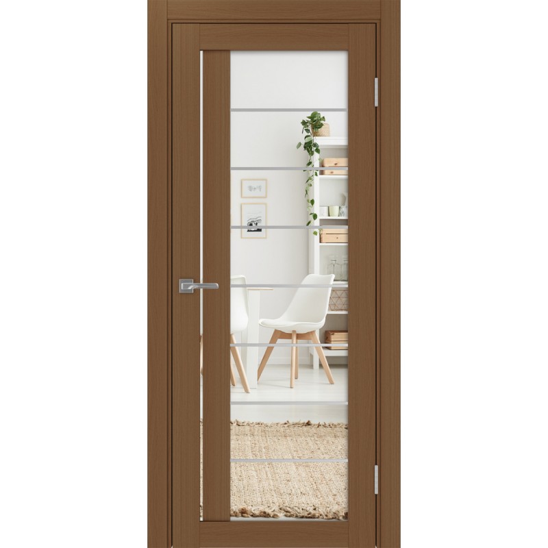 Межкомнатная дверь Турин 524.22 АСС молдинг SC, цвет орех NL, заполнение Зеркало/Зеркало, размер 200*80 см.