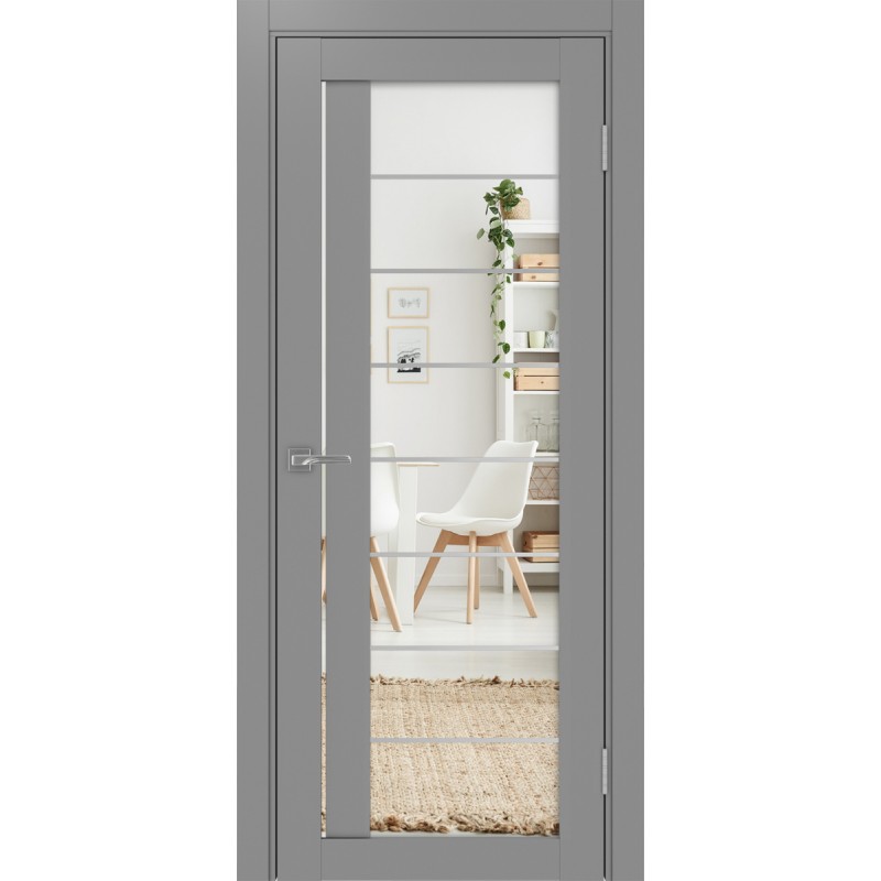 Межкомнатная дверь Турин 524.22 АСС молдинг SC, цвет серый, заполнение Зеркало/Зеркало, размер 200*80 см.
