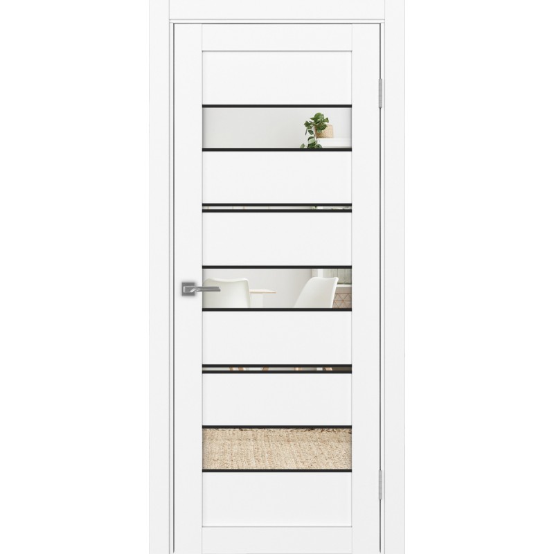 Межкомнатная дверь Турин 526.122 АППmax молдинг SB, цвет белый снежный, заполнение Зеркало/Зеркало, размер 200*80 см.