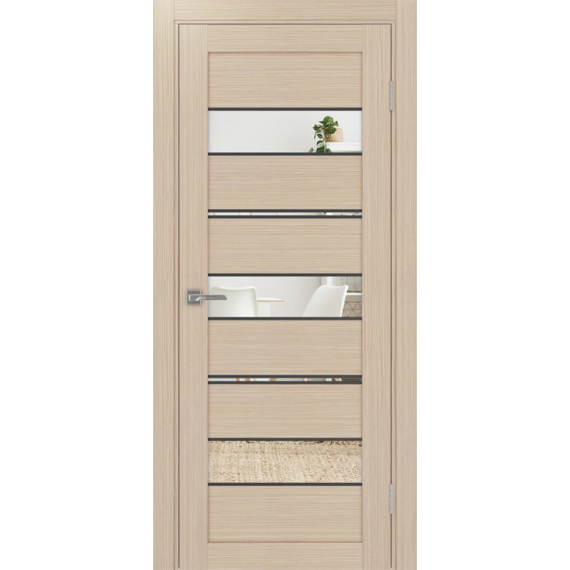 Межкомнатная дверь Турин 526.122 АППmax молдинг SB, цвет дуб беленый FL, заполнение Зеркало/Зеркало, размер 200*80 см.