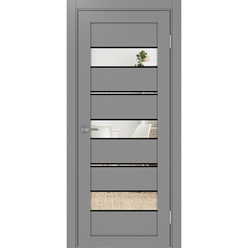 Межкомнатная дверь Турин 526.122 АППmax молдинг SB, цвет серый, заполнение Зеркало/Зеркало, размер 200*80 см.