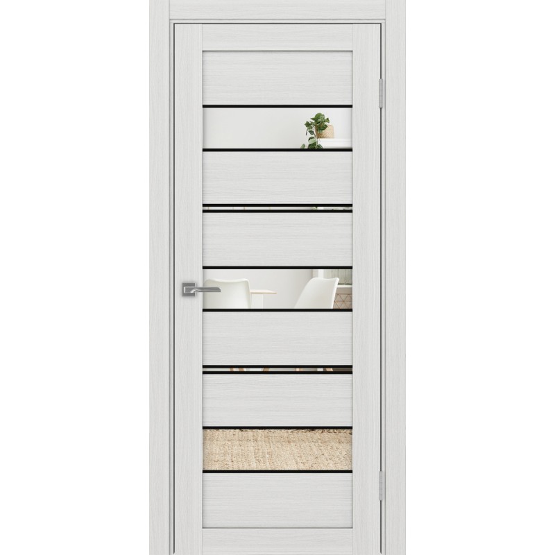 Межкомнатная дверь Турин 526.122 АППmax молдинг SB, цвет ясень серебристый, заполнение Зеркало/Зеркало, размер 200*80 см.