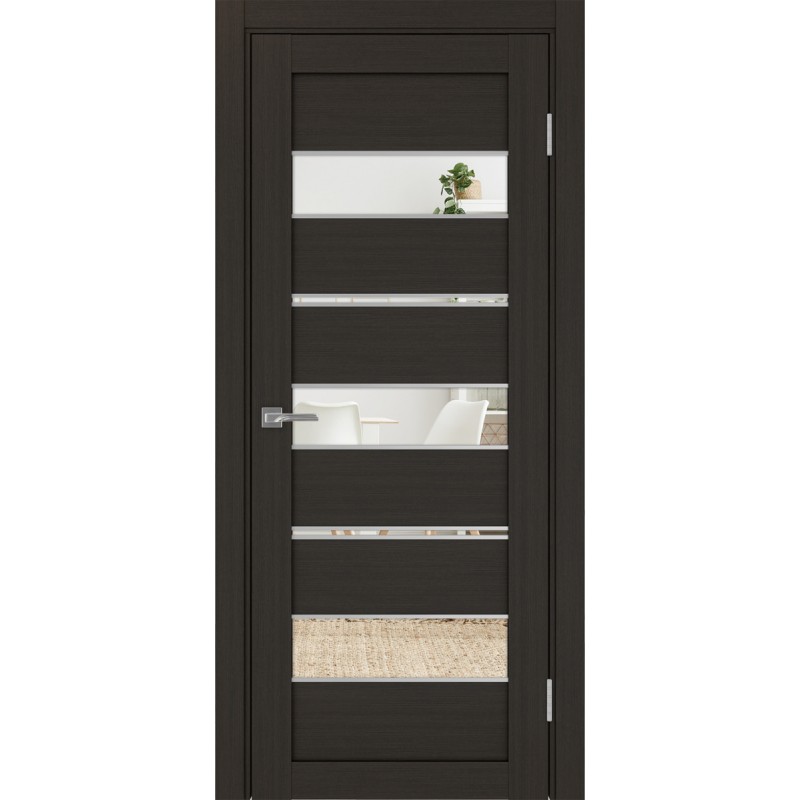 Межкомнатная дверь Турин 526.122 АППmax молдинг SC, цвет венге FL, заполнение Зеркало/Зеркало, размер 200*80 см.