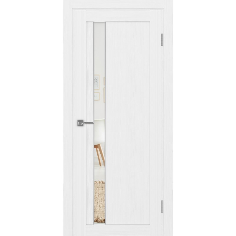 Межкомнатная дверь Турин 528.121 АПП молдинг SC, цвет белый лёд, заполнение Зеркало/Зеркало, размер 200*80 см.