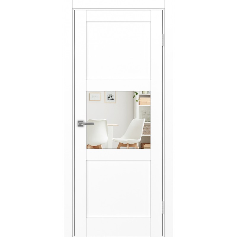 Межкомнатная дверь Турин 530.121, цвет белый снежный, заполнение Зеркало/Зеркало, размер 200*80 см.