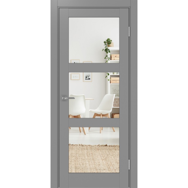 Межкомнатная дверь Турин 530.222, цвет серый, заполнение Зеркало/Зеркало, размер 200*80 см.