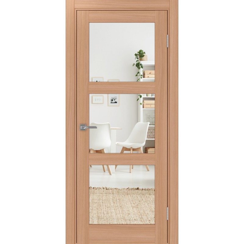 Межкомнатная дверь Турин 530.222, цвет ясень тёмный, заполнение Зеркало/Зеркало, размер 200*80 см.